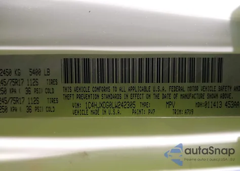 2020 Jeep Wrangler Unlimited Sport S 4X4 z USA, uszkodzony, nr VIN 1C4HJXDG0LW242305